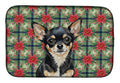 Black and Tan Chihuahua Christmas PoinsettIas Dish Drying Mat Absorbent Dish Drying Mat Pad for Kitchen Counter Dish Drainer Mat for Countertop, 14 x 21", Multicolor