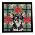 Black and Tan Chihuahua Christmas PoinsettIas Framed Metal Print Bathroom, Kitchen, Office, Home Decor Wall Art Ready to Hang, Square, 8X8