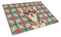 Chocolate Chihuahua Christmas PoinsettIas Cutting Board Tempered Glass Kitchen Cutting Surface, Heat Resistant Chopping, Non-Slip Feet, Food Prep & Serving