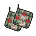 Hairless Chinese Crested Christmas PoinsettIas Pot Holder Set of 2 Heat Resistant Quilted Hot Pads 7.5 x 7.5 Inch, Insulated Kitchen Trivets for Cooking & Baking