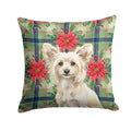 Powderpuff Chinese Crested Christmas PoinsettIas Decorative Throw Pillow 14x14 Indoor Outdoor Accent Cushion, Fabric Cover with Insert for Sofa, Bed, Porch & Living Room
