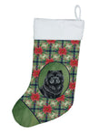 Black Chow Chow Christmas PoinsettIas Holiday Stocking Double-Sided Print, Polyester Suede,11x18, Made in USA