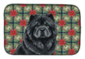 Black Chow Chow Christmas PoinsettIas Dish Drying Mat Absorbent Dish Drying Mat Pad for Kitchen Counter Dish Drainer Mat for Countertop, 14 x 21", Multicolor