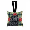 Black Chow Chow Christmas PoinsettIas Hanging Square Fabric Ornament 3.5 � 3.5 Decorative Door-Knob & Tree Hanger, Soft Fabric