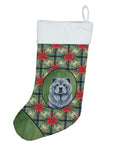 Blue Chow Chow Christmas PoinsettIas Holiday Stocking Double-Sided Print, Polyester Suede,11x18, Made in USA