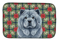 Blue Chow Chow Christmas PoinsettIas Dish Drying Mat Absorbent Dish Drying Mat Pad for Kitchen Counter Dish Drainer Mat for Countertop, 14 x 21", Multicolor