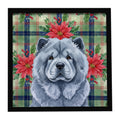 Blue Chow Chow Christmas PoinsettIas Framed Metal Print Bathroom, Kitchen, Office, Home Decor Wall Art Ready to Hang, Square, 8X8