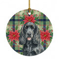 Black Cocker Spaniel Christmas PoinsettIas Ceramic Ornament Christmas Tree Hanging Decorations for Home Christmas Holiday, Party, Gift, 3 in, Multicolor