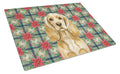 Buff Cocker Spaniel Christmas PoinsettIas Cutting Board Tempered Glass Kitchen Cutting Surface, Heat Resistant Chopping, Non-Slip Feet, Food Prep & Serving