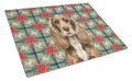 Chocolate Cocker Spaniel Christmas PoinsettIas Cutting Board Tempered Glass Kitchen Cutting Surface, Heat Resistant Chopping, Non-Slip Feet, Food Prep & Serving