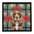 Chocolate Cocker Spaniel Christmas PoinsettIas Framed Metal Print Bathroom, Kitchen, Office, Home Decor Wall Art Ready to Hang, Square, 8X8