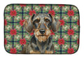Wirehaired Wild Boar Dachshund Christmas PoinsettIas Dish Drying Mat Absorbent Dish Drying Mat Pad for Kitchen Counter Dish Drainer Mat for Countertop, 14 x 21", Multicolor