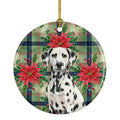 Dalmatian Christmas PoinsettIas Ceramic Ornament Christmas Tree Hanging Decorations for Home Christmas Holiday, Party, Gift, 3 in, Multicolor