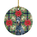 Blue Doberman Pinscher Christmas PoinsettIas Ceramic Ornament Christmas Tree Hanging Decorations for Home Christmas Holiday, Party, Gift, 3 in, Multicolor