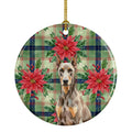 Fawn Doberman Pinscher Christmas PoinsettIas Ceramic Ornament Christmas Tree Hanging Decorations for Home Christmas Holiday, Party, Gift, 3 in, Multicolor