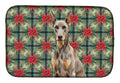 Fawn Doberman Pinscher Christmas PoinsettIas Dish Drying Mat Absorbent Dish Drying Mat Pad for Kitchen Counter Dish Drainer Mat for Countertop, 14 x 21", Multicolor