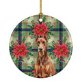 Red Doberman Pinscher Christmas PoinsettIas Ceramic Ornament Christmas Tree Hanging Decorations for Home Christmas Holiday, Party, Gift, 3 in, Multicolor