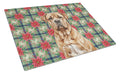 Dogue de Bordeaux Christmas PoinsettIas Cutting Board Tempered Glass Kitchen Cutting Surface, Heat Resistant Chopping, Non-Slip Feet, Food Prep & Serving