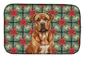 Mahogany Dogue de Bordeaux Christmas PoinsettIas Dish Drying Mat Absorbent Dish Drying Mat Pad for Kitchen Counter Dish Drainer Mat for Countertop, 14 x 21", Multicolor