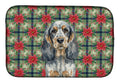 Blue Roan & Tan English Cocker Spaniel Christmas PoinsettIas Dish Drying Mat Absorbent Dish Drying Mat Pad for Kitchen Counter Dish Drainer Mat for Countertop, 14 x 21", Multicolor