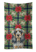 Blue Roan & Tan English Cocker Spaniel Christmas PoinsettIas Kitchen Towel Velour Plush Front and Cotton Loop Back Machine Washable