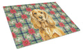 Golden English Cocker Spaniel Christmas PoinsettIas Cutting Board Tempered Glass Kitchen Cutting Surface, Heat Resistant Chopping, Non-Slip Feet, Food Prep & Serving