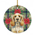 Lemon Roan English Cocker Spaniel Christmas PoinsettIas Ceramic Ornament Christmas Tree Hanging Decorations for Home Christmas Holiday, Party, Gift, 3 in, Multicolor
