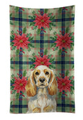Lemon Roan English Cocker Spaniel Christmas PoinsettIas Kitchen Towel Velour Plush Front and Cotton Loop Back Machine Washable