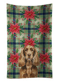 Liver English Cocker Spaniel Christmas PoinsettIas Kitchen Towel Velour Plush Front and Cotton Loop Back Machine Washable
