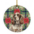 Liver Roan English Cocker Spaniel Christmas PoinsettIas Ceramic Ornament Christmas Tree Hanging Decorations for Home Christmas Holiday, Party, Gift, 3 in, Multicolor