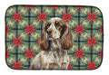 Liver Roan English Cocker Spaniel Christmas PoinsettIas Dish Drying Mat Absorbent Dish Drying Mat Pad for Kitchen Counter Dish Drainer Mat for Countertop, 14 x 21", Multicolor