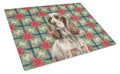 Liver Roan English Cocker Spaniel Christmas PoinsettIas Cutting Board Tempered Glass Kitchen Cutting Surface, Heat Resistant Chopping, Non-Slip Feet, Food Prep & Serving