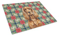 Red English Cocker Spaniel Christmas PoinsettIas Cutting Board Tempered Glass Kitchen Cutting Surface, Heat Resistant Chopping, Non-Slip Feet, Food Prep & Serving