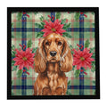 Red English Cocker Spaniel Christmas PoinsettIas Framed Metal Print Bathroom, Kitchen, Office, Home Decor Wall Art Ready to Hang, Square, 8X8