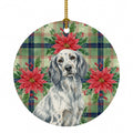 Blue Belton English Setter Christmas PoinsettIas Ceramic Ornament Christmas Tree Hanging Decorations for Home Christmas Holiday, Party, Gift, 3 in, Multicolor