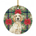 Lemon Belton English Setter Christmas PoinsettIas Ceramic Ornament Christmas Tree Hanging Decorations for Home Christmas Holiday, Party, Gift, 3 in, Multicolor