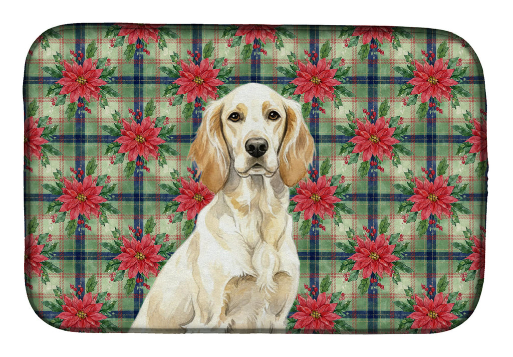 Lemon Belton English Setter Christmas PoinsettIas Dish Drying Mat Absorbent Dish Drying Mat Pad for Kitchen Counter Dish Drainer Mat for Countertop, 14 x 21", Multicolor