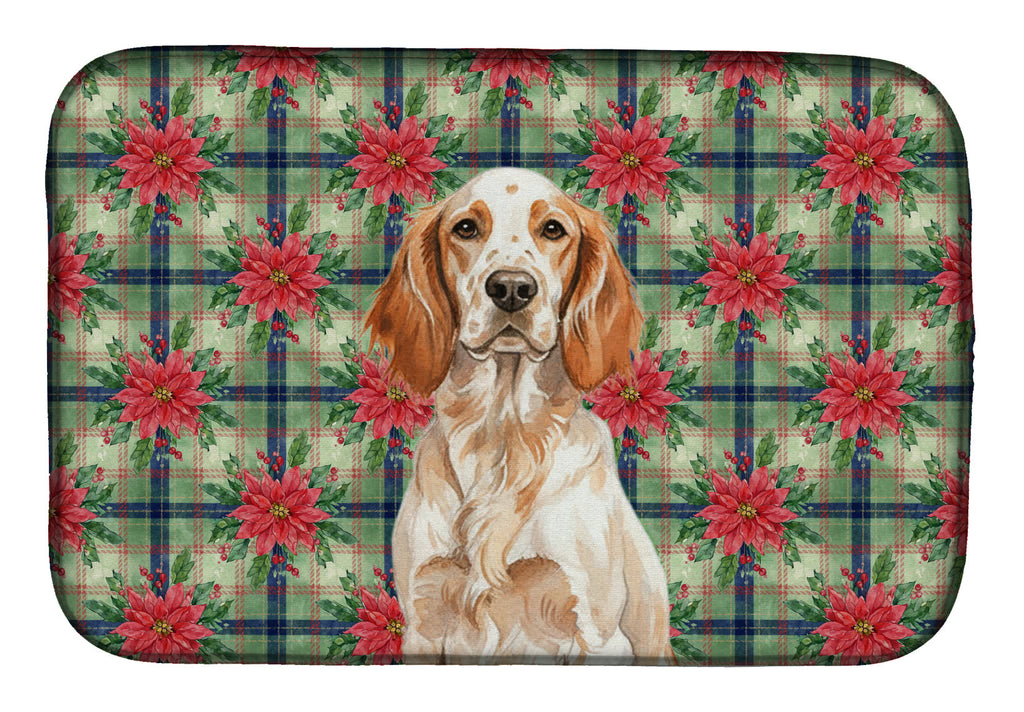 Orange Belton English Setter Christmas PoinsettIas Dish Drying Mat Absorbent Dish Drying Mat Pad for Kitchen Counter Dish Drainer Mat for Countertop, 14 x 21", Multicolor