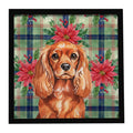 Ruby English Toy Spaniel Christmas PoinsettIas Framed Metal Print Bathroom, Kitchen, Office, Home Decor Wall Art Ready to Hang, Square, 8X8