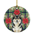 Finnish Lapphund Christmas PoinsettIas Ceramic Ornament Christmas Tree Hanging Decorations for Home Christmas Holiday, Party, Gift, 3 in, Multicolor