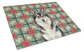 Finnish Lapphund Christmas PoinsettIas Cutting Board Tempered Glass Kitchen Cutting Surface, Heat Resistant Chopping, Non-Slip Feet, Food Prep & Serving