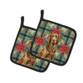 Liver Flat-Coated Retriever Christmas PoinsettIas Pot Holder Set of 2 Heat Resistant Quilted Hot Pads 7.5 x 7.5 Inch, Insulated Kitchen Trivets for Cooking & Baking