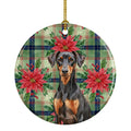 German Pinscher Christmas PoinsettIas Ceramic Ornament Christmas Tree Hanging Decorations for Home Christmas Holiday, Party, Gift, 3 in, Multicolor