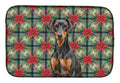 German Pinscher Christmas PoinsettIas Dish Drying Mat Absorbent Dish Drying Mat Pad for Kitchen Counter Dish Drainer Mat for Countertop, 14 x 21", Multicolor