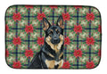 Black and Tan German Shepherd Christmas PoinsettIas Dish Drying Mat Absorbent Dish Drying Mat Pad for Kitchen Counter Dish Drainer Mat for Countertop, 14 x 21", Multicolor