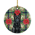 Black German Shepherd Christmas PoinsettIas Ceramic Ornament Christmas Tree Hanging Decorations for Home Christmas Holiday, Party, Gift, 3 in, Multicolor