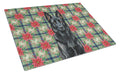 Black German Shepherd Christmas PoinsettIas Cutting Board Tempered Glass Kitchen Cutting Surface, Heat Resistant Chopping, Non-Slip Feet, Food Prep & Serving