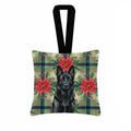 Black German Shepherd Christmas PoinsettIas Hanging Square Fabric Ornament 3.5 � 3.5 Decorative Door-Knob & Tree Hanger, Soft Fabric