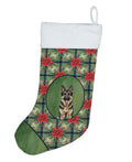 German Shepherd Christmas PoinsettIas Holiday Stocking Double-Sided Print, Polyester Suede,11x18, Made in USA