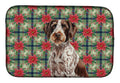 Roan German Wirehaired Pointer Christmas PoinsettIas Dish Drying Mat Absorbent Dish Drying Mat Pad for Kitchen Counter Dish Drainer Mat for Countertop, 14 x 21", Multicolor